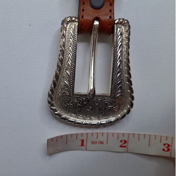 Vintage Justin Concho Western Belt Women's 28 Leather Woven Silver Southwestern - Picture 12 of 15